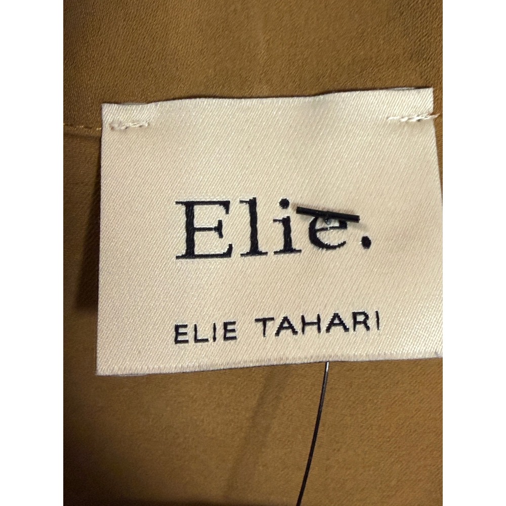 NEW Elie Tahari Womens Medium Burnt Ochre Long Sleeve Button Down Blouse Top - Picture 3 of 11